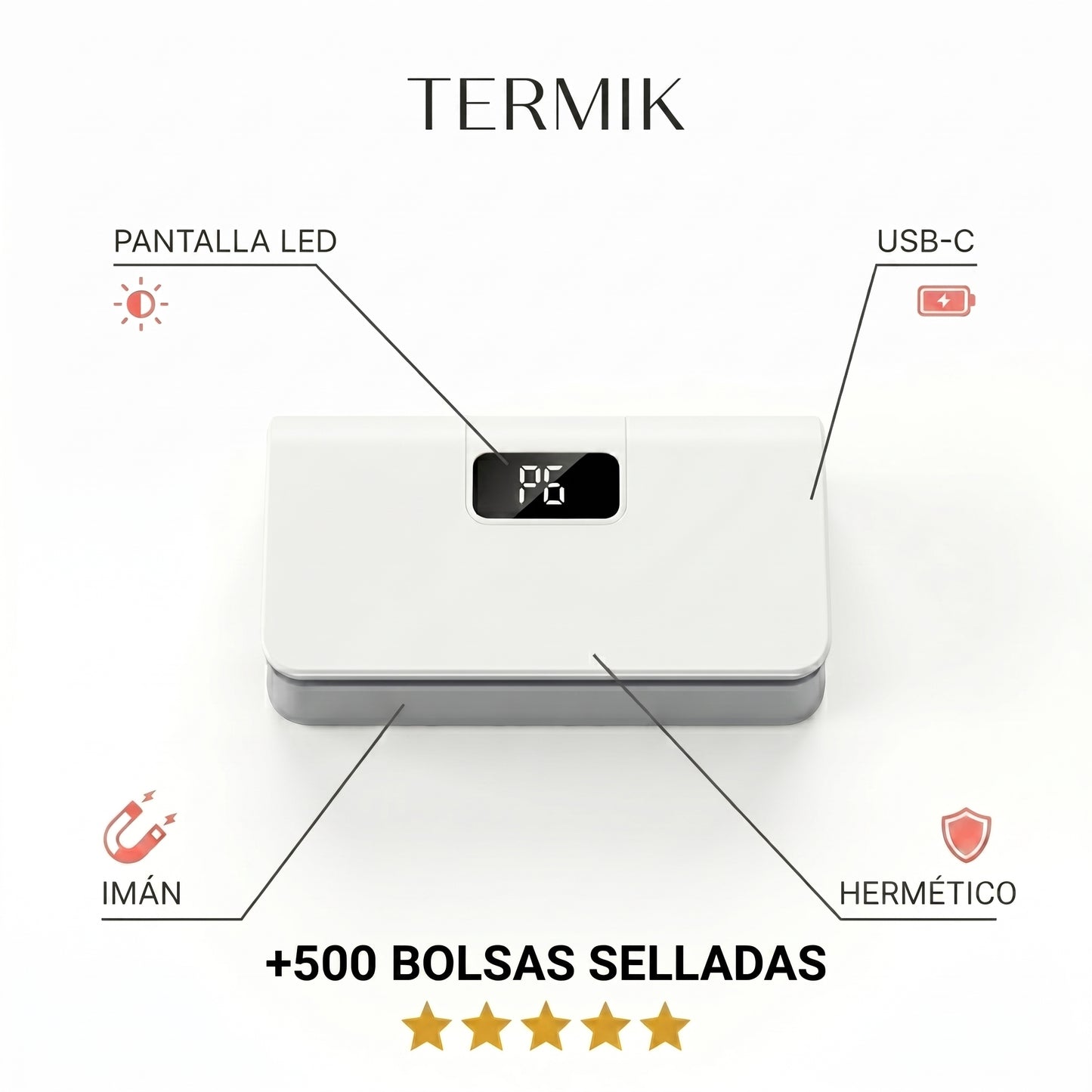 Sellador Magnético De Bolsas | Termik